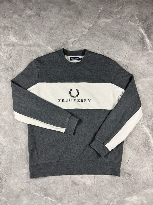 Fred Perry Sivo Beli muška dukserica (S)